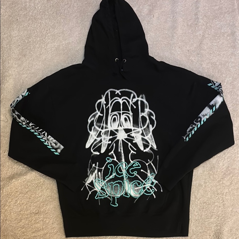 Y2K Ice Spice Tour Black Large Pullover Hoodie